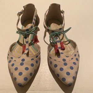 Boden blue polka dot flats, size 37 (6.5/7)